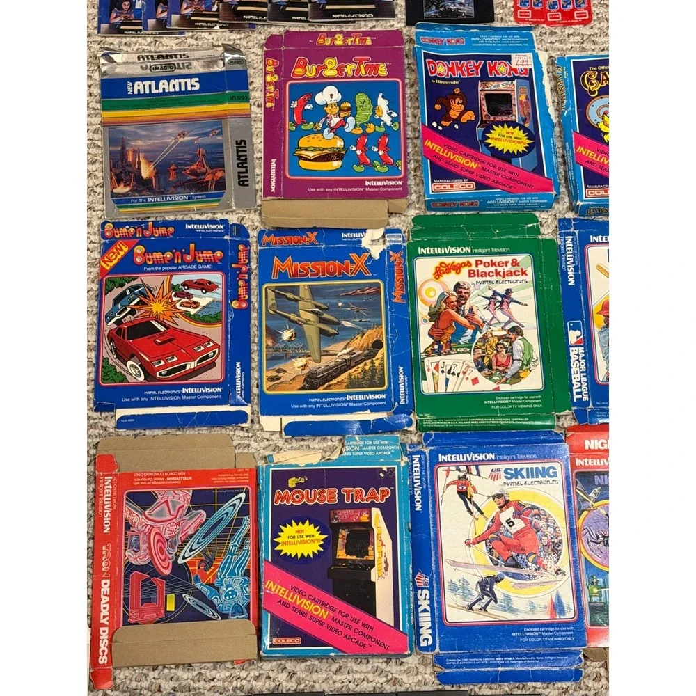 HUGE Lot of  Vintage Intellivision Games Boxes Instructions Overlays & More!